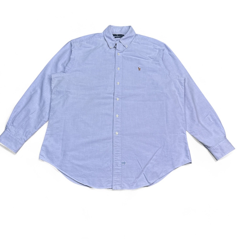 Polo Ralph Lauren Button Down Shirt Mens Size 17-35 Pastel Blue Classic Pony VTG